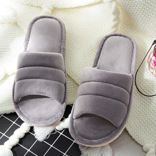 Home Slippers Women Furry Slippers Lightweight EVA Soft Bedroom Couple Flat Shoes Indoor Non-slip Men Plush Shoe Open Toe Slides