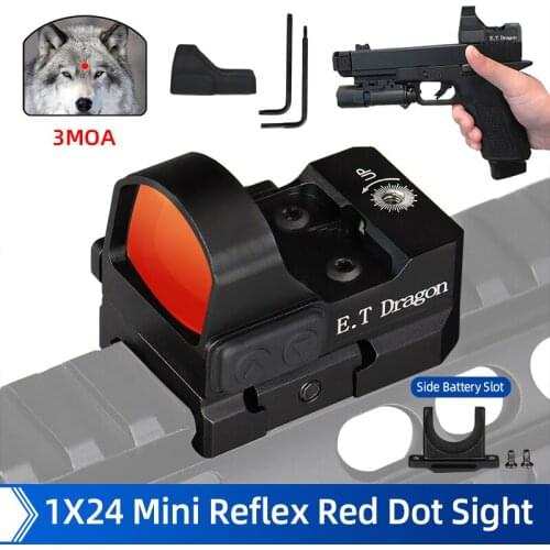 E.TDragon 1x24x17 Tactical Red Dot Scope3 MOA Red Dot Sight 20mm Waterproof Shockproof for Real Hunting GZ200132