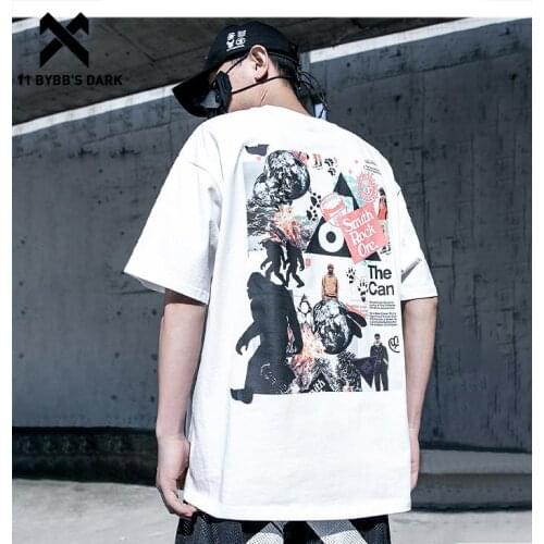 11 BYBBS DARK 2021SS Poster Illustration Harajuku Tshirt Summer Loose Streetwear Short Sleeve Shirts Oversized Hip Hop Tees