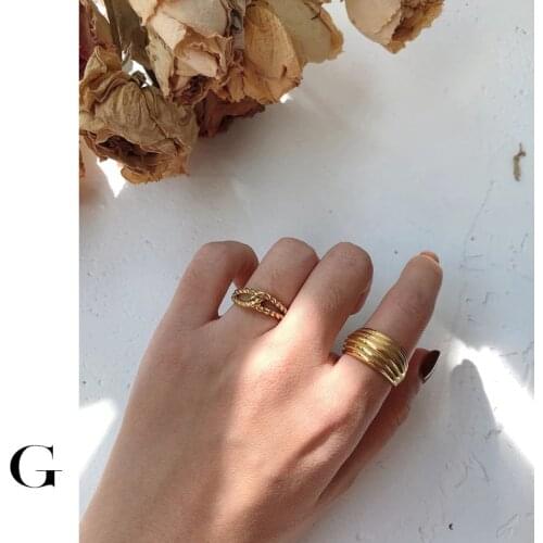 GHIDBK Handmade Hollow Twisted Titanium Steel Rings Women Cool Minimalist Knotted Rings Street Style Ring Trend Designed Jewelry