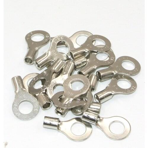 25PCs 12-10 AWG Gauge 1/4" Non-Insulated Wire Ring Terminal suit 4-6mm2 Cable Wire Connector cable Crimp Terminal RNB5.5-6