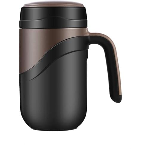 Ceramic Coffee Mug With Handgrip Breakfast Milk Cup Thermal Mugs with Cover for Male Man Black white