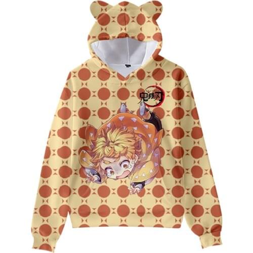 Kimetsu no Yaiba Comic Cat ears Hoodies Boys/Girls Cute Hoodie Sweatshirts Pullover 3D Print Demon Slayer Autumn winter Hooded