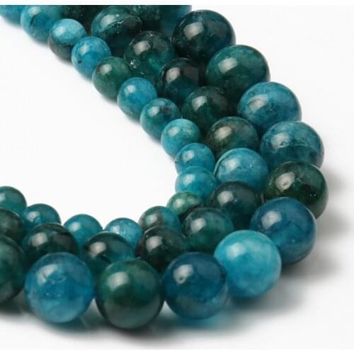 Natural Stone Blue Apatite Gem Round Loose Beads for Jewelry Making DIY Bracelet Necklace Accessories 6 8 10mm Spacer Beads 15