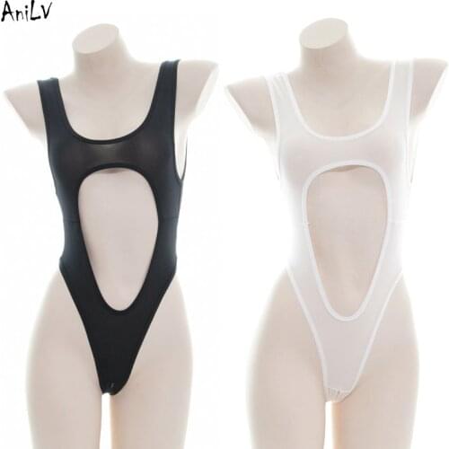 AniLV Japanese School Student Bodysuit Swimsuit Uniform Costume Anime Girl Tight Leotard one-piece Swimwear Pool Party Cosplay