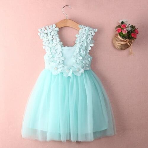 Flower Cute Girl Dress 2Y-7Y Elegant Feast Baby Girls Princess Lace Tulle Tutu Gown Formal Party Dress