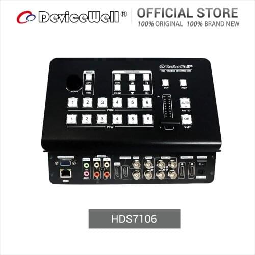 DeviceWell HDS7106 MINI Switcher with 4 SDI 2 HDMI-compatible inputs 6 Channel HD Video Switcher for TV Multiview Live Broadcast
