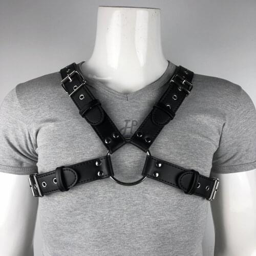 Men Harness Belt Straps Faux Leather Fetish Gay Clothes Sexual Body Bondage Costume BDSM Sexy Toys Male Rave Lingerie Crop Top