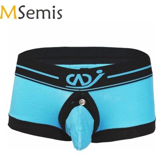 MSemis Men Underwear Boxers Exotic Front Pouch Back Crotch Open Boxer Fashional Briefs Boxer Homme Shorts Underwear Sleepwear