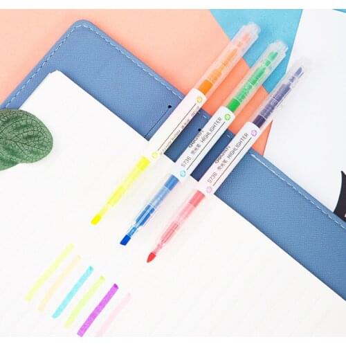 3pcs Double Side Writing Highlighter Pen Set 2 Colors In 1 Novelty Office School Highlighting Maker Liner Drawing FB935