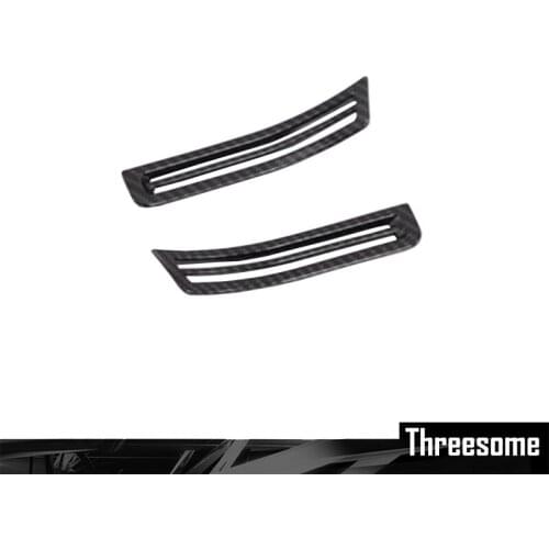 SRXTZM New For Hyundai Santa Fe 2019 2020 Carbon Fiber Look ABS Car Interior A Pillar Air Conditioning Vent Trim Cover Stickers