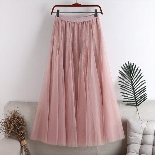 New autumn and winter 2020 High waist slimming elastic waist mesh stripe lining Waist Solid Color Half Length Elastic Skirt