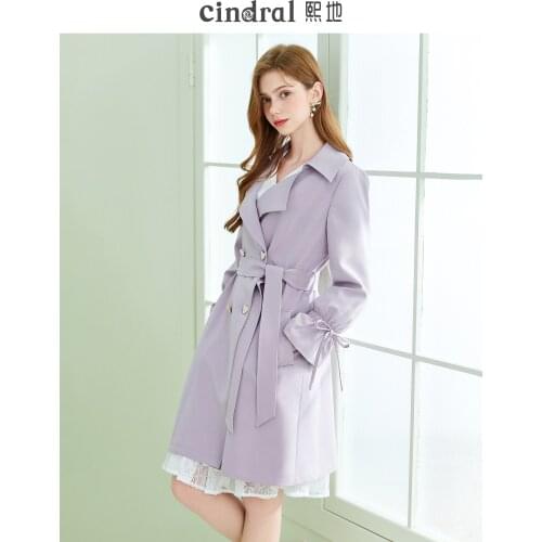 2021 Spring and Autumn New Purple Windbreaker Womens Middle and Long Style Design, Waist Down, Age Reducing Fashion Coat