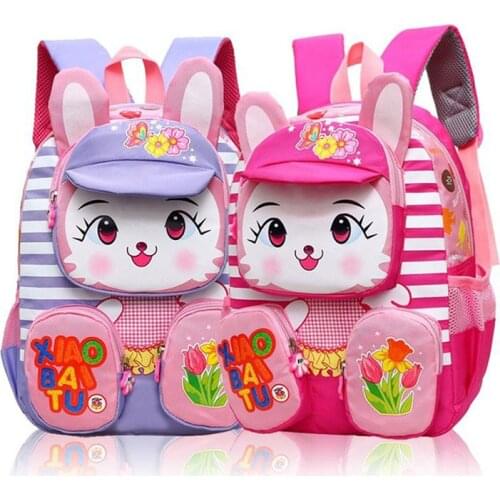 New Backpack Cartoon School Bag For Girl Kindergarten Rabbit Ear Schoolbag Cute Kids Backpacks Childrens Backpack