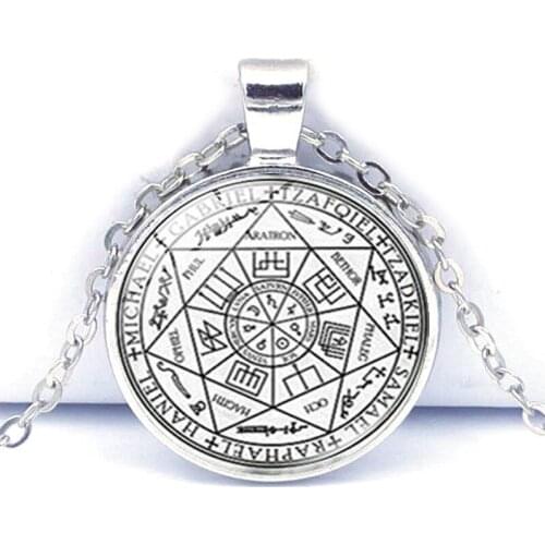 Seven Archangels Jewelry Seven Archangels Cabochon Glass Pendant Chain Necklace Unisex Accessories Fashion Birthday Gifts
