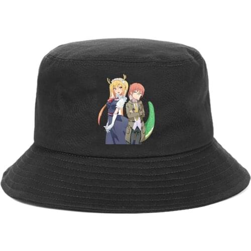 Anime Miss Kobayashis Dragon Maid Bucket Hat teenager Outdoor Summer Hip Hop Cap unisex Streetwear Chapeau Caps Fisherman Caps