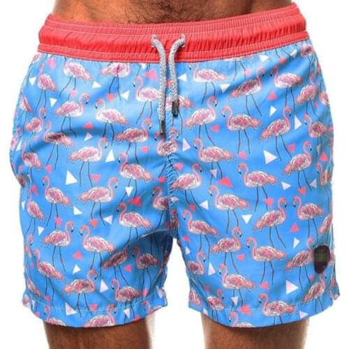 Funfeliz Swimming Trunks for Men Flamingo Boy Swimming Shorts Men Blue Black Swimwear M-2XL Male Swimsuit
