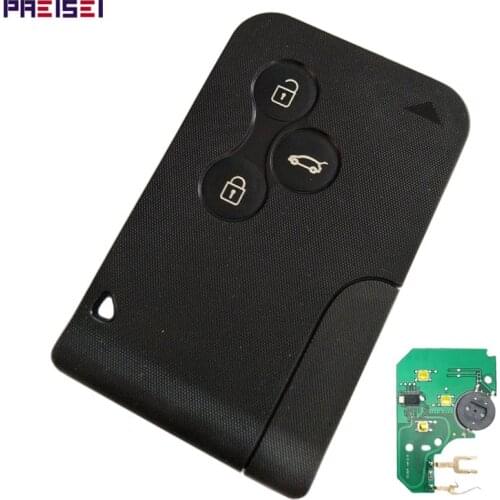 PREISEI 3 Button Smart Remote Key Card For Renault Megane Car 433MHZ PCF7947 Chip