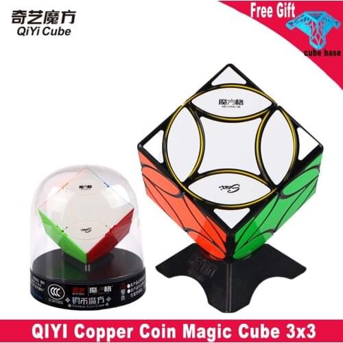 QiYi MoFangGe Copper Coin Magic Cube Black 3x3 Smooth Irregular Speed Cube Ancient Coin Cubo Magico Childrens Educational Toys