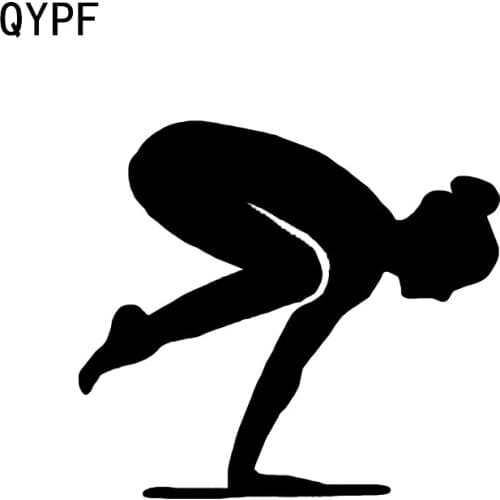 QYPF 12.1*10.9 Fashion Yoga Aerobic Exercise Decor Vinyl Car Sticker Silhouette Accessories Black/Silver C16-1895