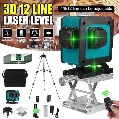 4D 16 Lines Laser Level Self-Leveling Wireless Remote 360 Horizontal Vertical Cross Lines With Battery Wall Bracket Laser