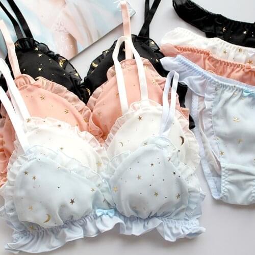 Super Hot Transparent Bra and Panty Set Japanese Cute Sexy Lolita Ultra-thin Bra Thong for Women Young Girls Underwear Lingerie