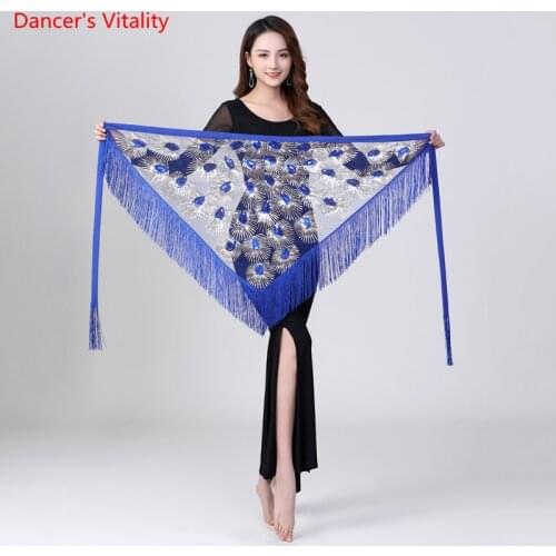 Belly Dance Hip Scarf Sequins Tassel Triangle Skirt Practice Belt Female Adult Elegant Competitio Performance Clothing