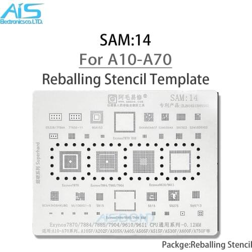 Amaoe SAM14 BGA Reballing Stencil For Exynos 7870 7884 7885 7904 9610 9611 CPU A10 A30 A50 A70 A105F A600F RAM Power PA IC CHIP