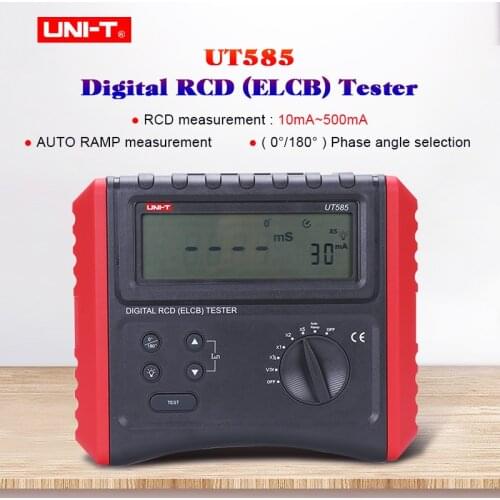 UNI-T UT585 UT586 Digital RCD (ELCB) Tester;leakage protection switch tester AUTO RAMP/Connections check/Lock measure/Data hold