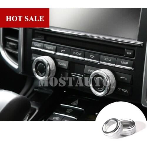 Inner Centre Console AC & Sound Volume Knob Cover For Porsche Cayenne 2011-2017 2pcs Silver/Blue/Red Car Accessories Interior