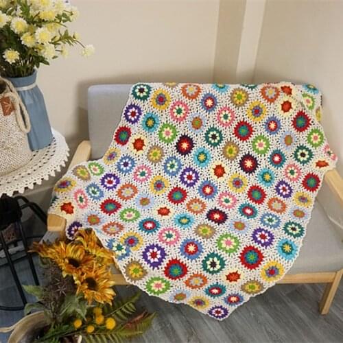Handmade crochet blanket tablerunner cushion handmade granny square home decor garden 120x60cm