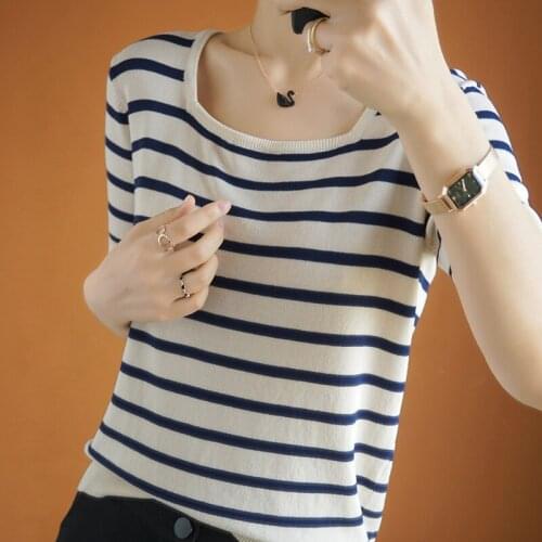 YYANU Womens Striped T-shirts