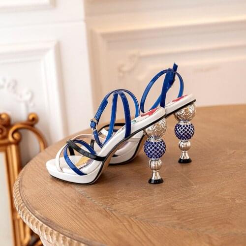 High Heels Rhinestones Wedding Sandals Shoes Women Open Toe New Design High Quality Sandals Evening Party Summer Ladies Sandals