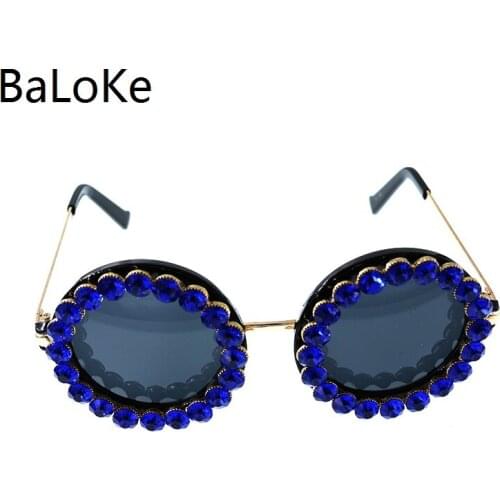 Women Round Crystal Sunglasses Brand Designer Elegant Rhinestones Sun Glasses High Quality Shades Oculos For Women Gift