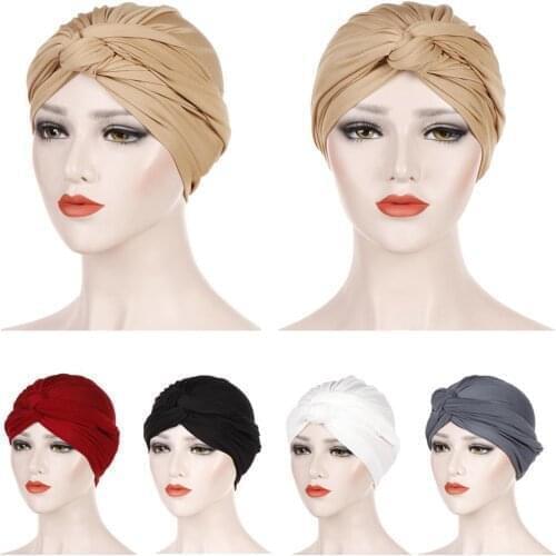 Women Elastic Turban Hat Muslim Hijab Beads Cancer Cap Head Wrap Cover Scarf Stretch Beanie Bonnet Indian Chemo Hair Loss New