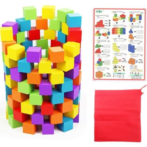 100PCS/2.5*2.5CM Wooden Cube Colored Blocks Toys Classic Wood Educational Baby Building Kids Montessori Teaching AIDS Baby Gift