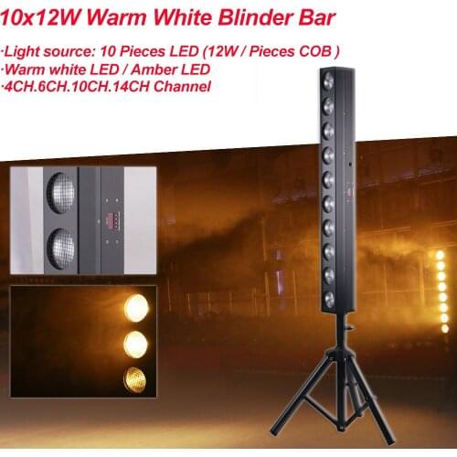 10x12W COB Warm White Blinder Bar Light COB Amber LED High Power Professional Stage Lighting For Party Bar KTV DJ Disco