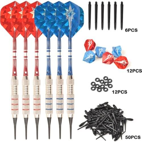 18G soft darts 6 pieces / set copper rod plated steel color aluminum axle net pattern gift box set