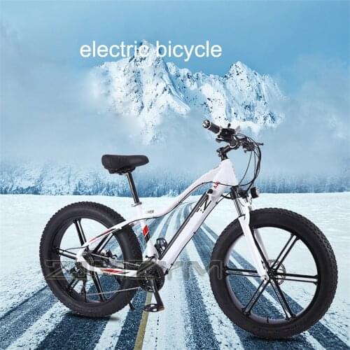 2021 Snow EBike 26 Inch Electric Bike Beach Fat Tire 350W 10ah 36V EBIKE Hidden Battery Brushless Motor 27 Speed Free Shipping