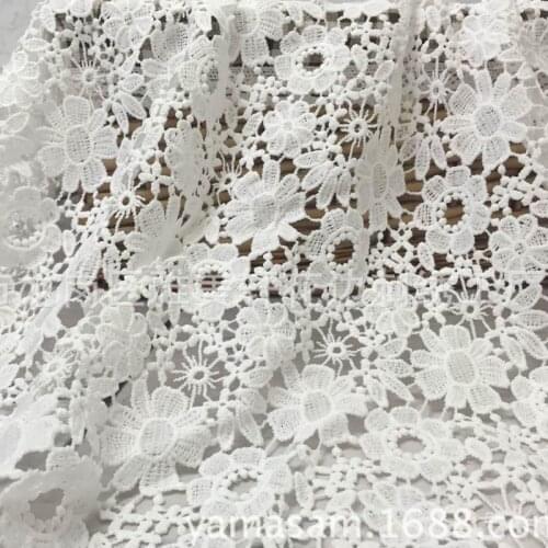 2yds Nigerian Lace Fabrics White Embroidery African Cord Lace Fabrics High Quality Guipure French Lace Milk Silk Sewing Material