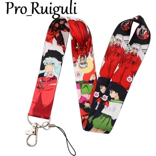 30pcs Inuyasha Neck Strap Lanyards ID badge card holder keychain Mobile Phone Strap Gift Ribbon webbing necklace