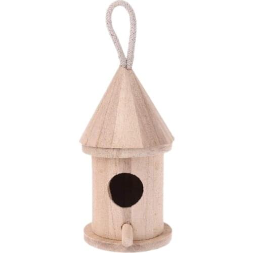 5Pcs Natural Wooden Bird House, Hanging Birdcage,Outdoor Garden Birdcage Diy Wooden Kit Small Birds Nest Decoration