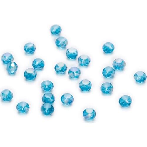 50 Piece Peacock Blue AB Color Bread Cut Faceted Crystal Glass Spacer Beads Jewelry Findings 4-8mm