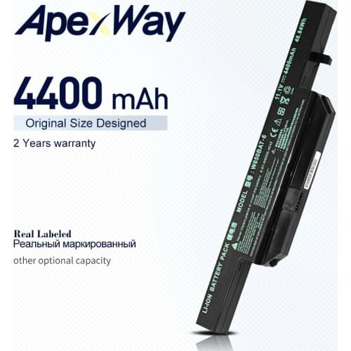 Apexway 11.1V 4400mAh Laptop Battery for Hasee K610C K650D K570N K710C K590C K750D series Clevo W650S W650BAT-6 batterie
