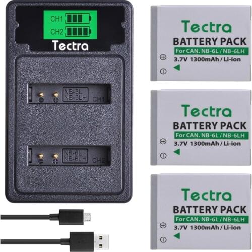 3pack 1300mAh NB-6L NB-6LH NB6LH NB 6L Camera Battery+Type C port Charger for Canon PowerShot S90 SD770 D10 HS SX520 SX530 SX540