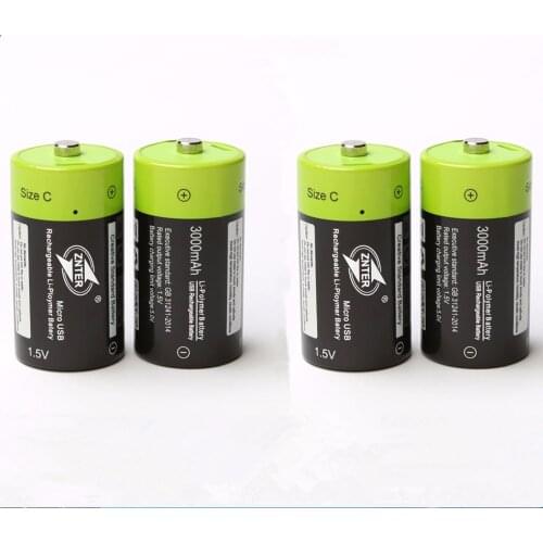 ZNTER 3000mAh 1.5V rechargeable battery C size USB rechargeable lithium polymer battery fast charging via Micro USB cable