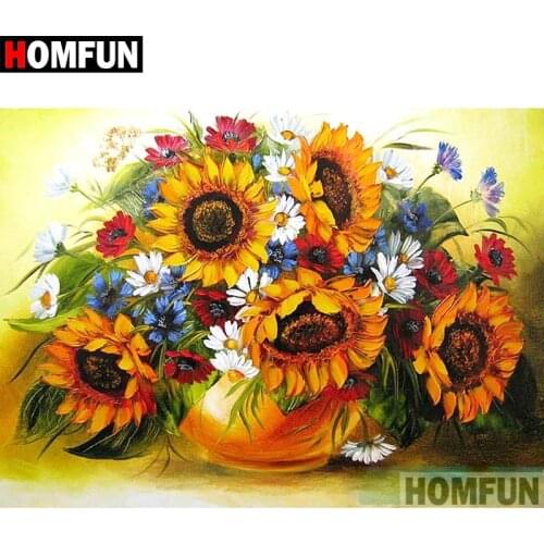 HOMFUN 5D DIY Diamond Painting Full Square/Round Drill "Sunflower flower" Embroidery Cross Stitch gift Home Decor Gift A07849