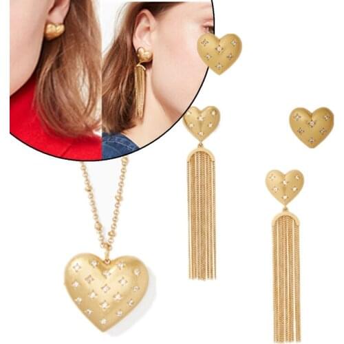 American copper Scrub gold with drill-shaped earrings open necklace