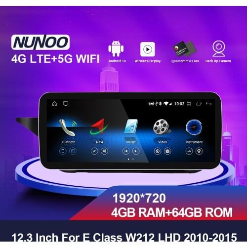 Nunoo Car DVD Player For Mercedes Benz W212 E200 E230 E260 E300 S212 E Class Android 10.0 8 Core GPS Navigation NTG 4.0 4.5 5.0