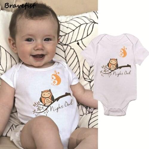 0-24Months Newborn Bodysuits Owl Moon Tree Print Kids Jumpsuits Summer Infant Clothes For Boys Girls Onesie Tops Toddler Outfits